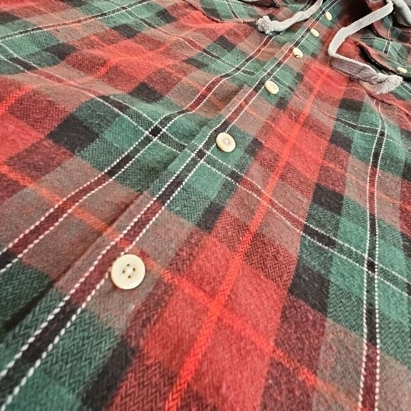 Free Planet Christmas Flannel Hoodie Men's Large Long Sleeve Button-Up EUC LN - Picture 3 of 16